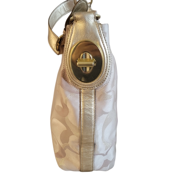 Coach Cream Shoulder Bag with Gold Accents - Picture 6 of 15